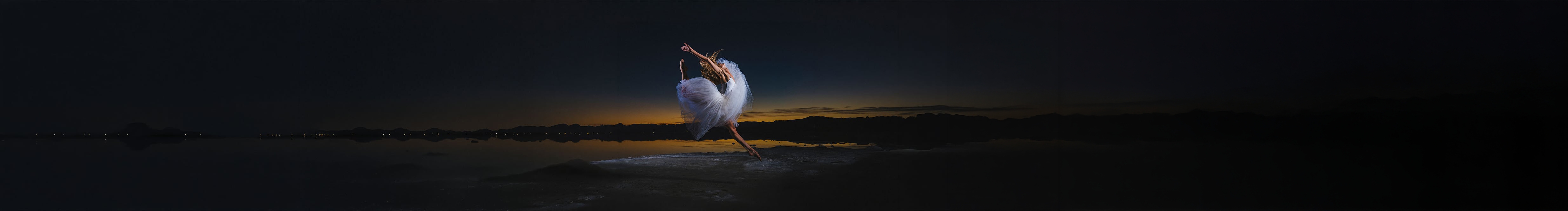 a ballerina in a sunset